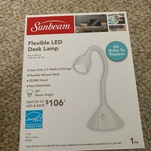 NIB SUNBEAM LED FLEXIBLE DESK LAMP WHITE